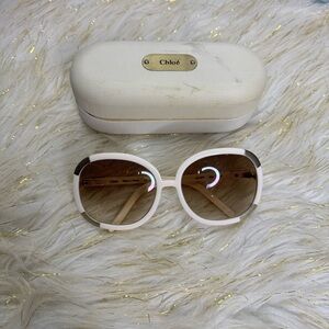 Chloe White and Gold Sunglasses